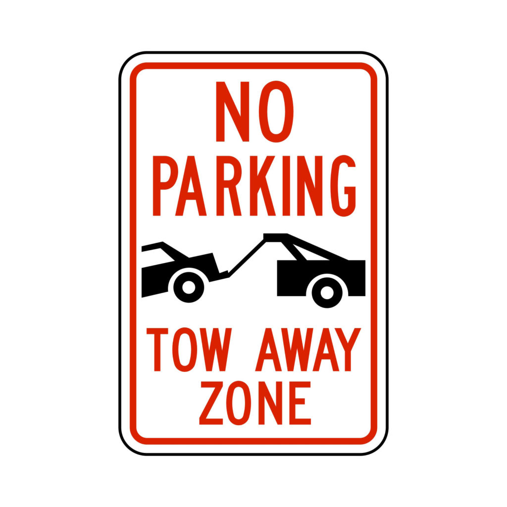 No Parking Tow Away Zone Sign (Symbol w/copy) - Epic Signs